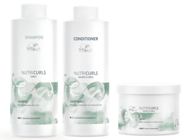 Wella Nutricurls Curls Trio Curls Shampoo 1L Detangling Conditioner 1L And Mask 500ml
