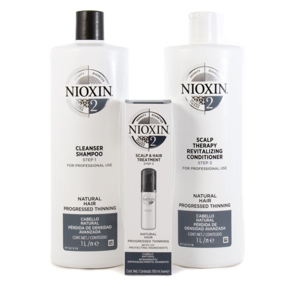 Nioxin System 2 Cleanser Shampoo And Scalp Revitaliser Conditioner 1000ml Plus 100ml Treatment