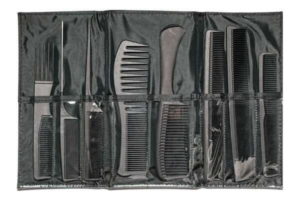 Black Carbon Fibre Comb Set With Bag 9Pc