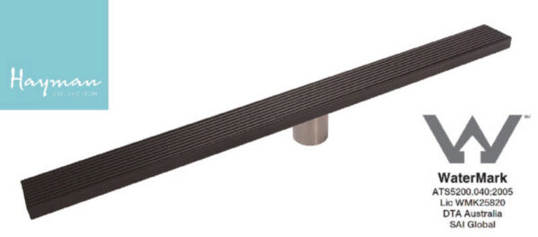 Floor Long Drain Black - 900mm Grate Cover 316 S/Steel