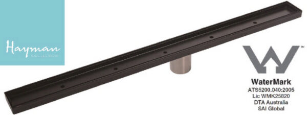 Floor Long Drain Black - 600mm Tile-In Cover 316 S/Steel