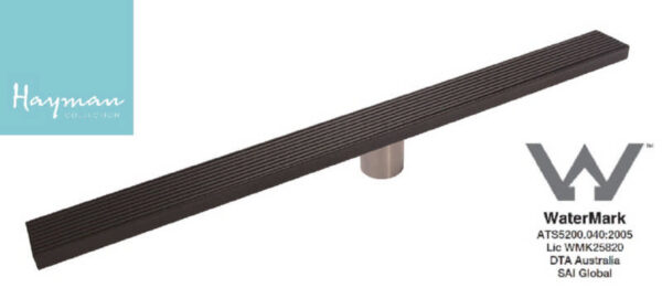 Floor Long Drain Black - 600mm Grate Cover 316 S/Steel