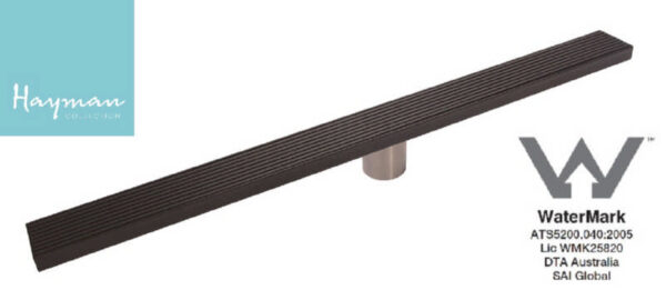 Floor Long Drain Black - 300mm Grate Cover 316 S/Steel