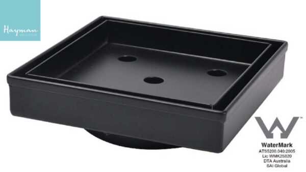 Floor Drain S/Steel 110X110mm Black Tile-In Cover 76mm Outlet