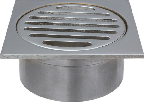 Floor Drain Square 80mm Chrome Plated 50mm Long Base