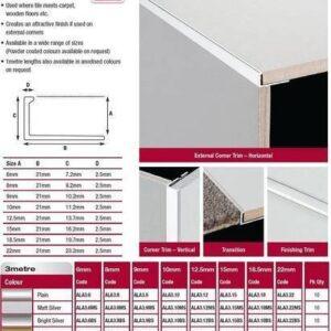 3 Metre Aluminium Angle 15mm Bright Gold