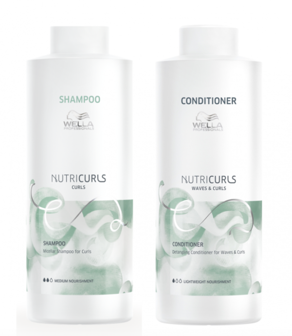 Wella Nutricurls Curls 1000ml Duo, Curls Shampoo And Detangling Conditioner