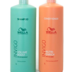 Wella Invigo Bodifying Shampoo 1000ml & Nutri Enrich Conditioner 1000ml Duo