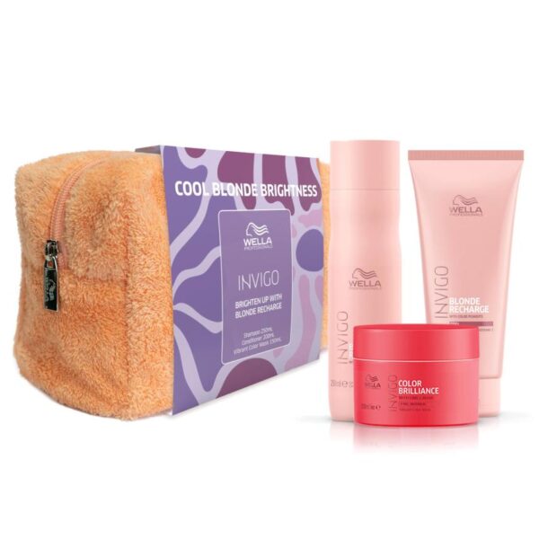 Wella INVIGO Blonde Recharge Cool Blonde Shampoo, Conditioner, Mask Gift Set NEW