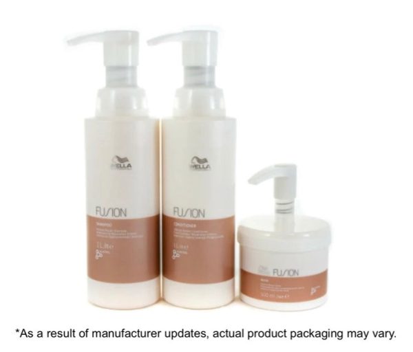 Wella Fusion Shampoo & Conditioner 1000ml & Mask 500ml + Pumps