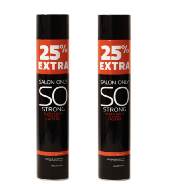Salon Only SO Strong Super Hold Styling Lacquer 500ml Duo